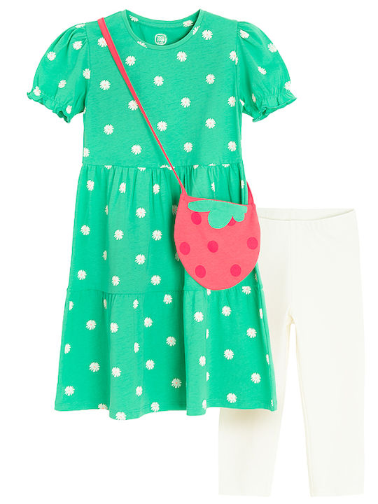 Kinderkleid Set mit Accessoires Grün