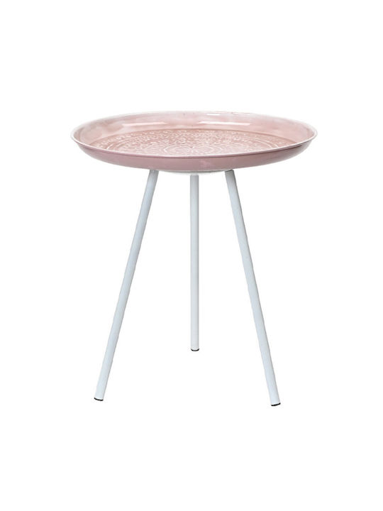 Στρογγυλό Βοηθητικό Τραπεζάκι Μεταλλικό Vintage Pink Μ40xΠ40xΥ43εκ.