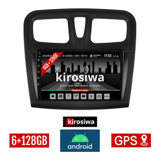 Kirosiwa Auto-Audiosystem für Dacia Logan 2012 2019 (Bluetooth/USB/AUX/WiFi/GPS/Apple-Carplay/Android-Auto) mit Touchscreen 9"