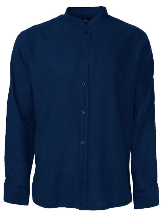 Long-sleeved Linen Shirt Blue