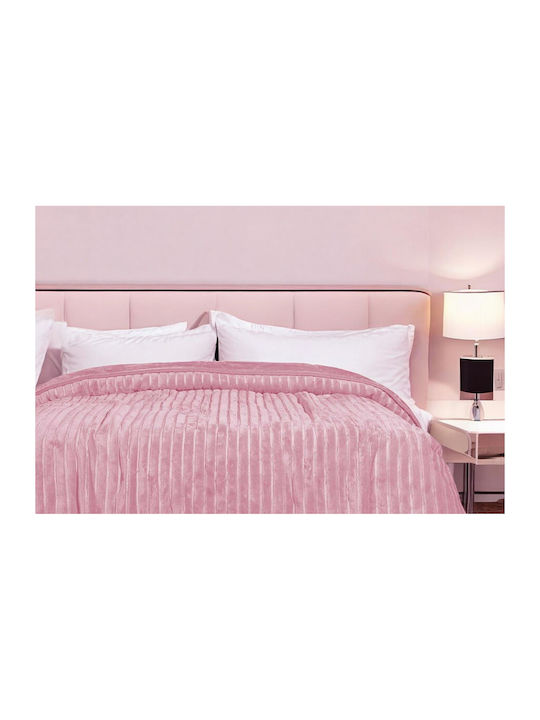 Linea Home Κουβέρτα Βελουτέ Υπέρδιπλη 220x240εκ. Ροζ LH2018261