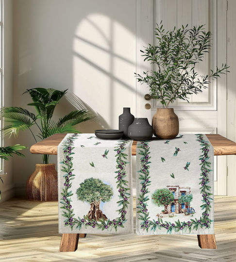 Dimeco Läufer Catania Ecru|Green 45x140cm