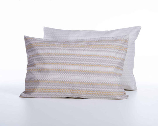 Nef-Nef Homeware Quantro Μαξιλαροθήκη με Φάσα Grey 52x72εκ.