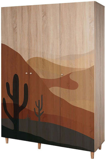 Drei Türen Schrank Bunt 135x52x192cm