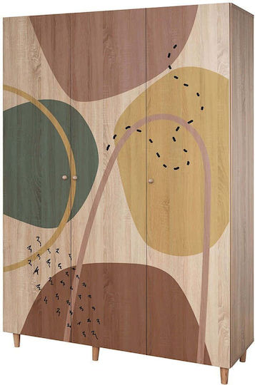 Drei Türen Schrank Bunt 135x52x192cm