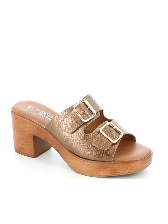 B-Soft Women's Mules with Chunky High Heel in G...