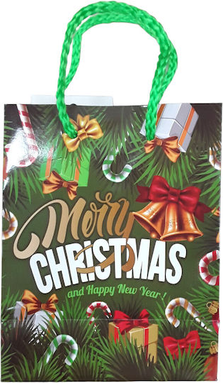 Christmas Gift Bag 14x11x6cm Green 09000680002