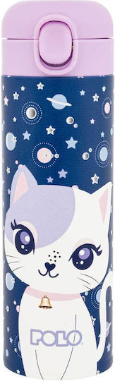 Polo Space Cat Kids Water Bottle Thermos Stainless Steel with Straw 500ml