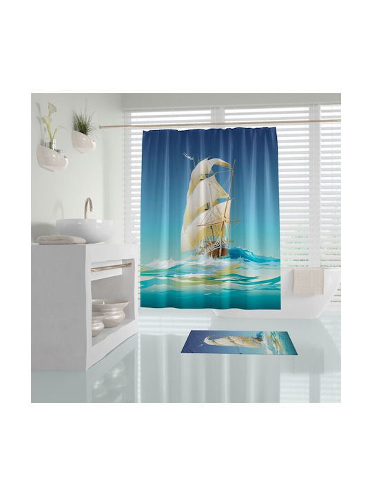 Tropik Home Κουρτίνα Μπάνιου Υφασμάτινη 180x200cm Λευκή
