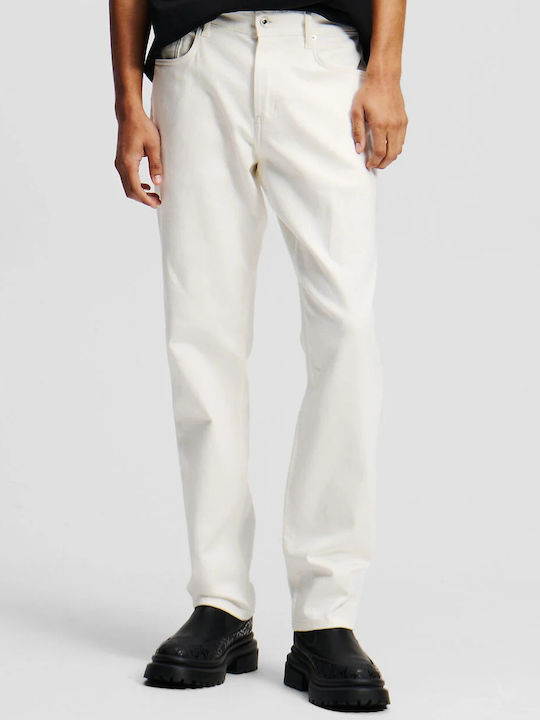 Ανδρικό Παντελόνι Τζιν με Slim Tapered Εφαρμογή white