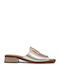 Leather Mules with Chunky Heel in Gold Color