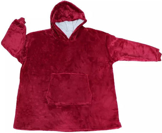 Κουβέρτα Fleece με Μανίκια 80x80εκ. Κόκκινο