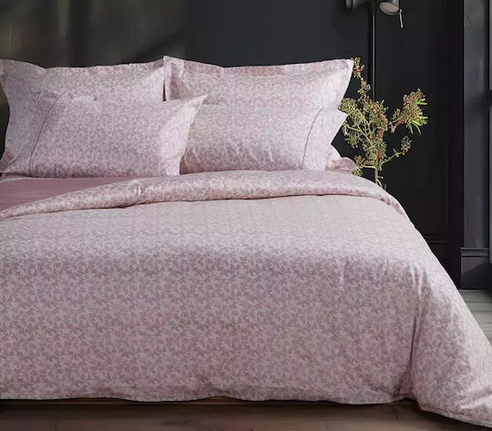Nef-Nef Homeware Σετ Παπλωματοθήκη Βαμβακερή Υπέρδιπλη με 2 Μαξιλαροθήκες 240x230cm Elements Ροζ