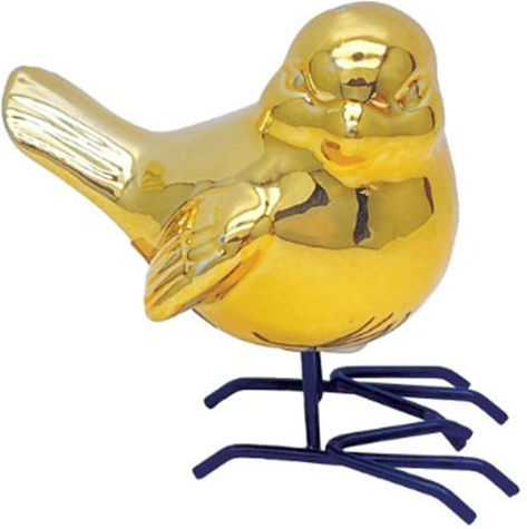 Pasăre Decorativă din Ceramică Aurie 9.5x6x9cm Simbol Cadou 16210 Pasăre Decorativă din Ceramică Aurie 9.5x6x9cm Simbol Cadou 16210