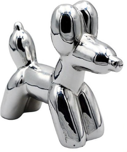 Dekorativer Keramikhund in Silber 11x4,5x10,5cm Geschenkartikel 15392