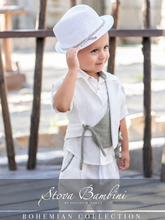 Linen Baby Boy White Baptism Suit Baptism Clothes Baby Blue