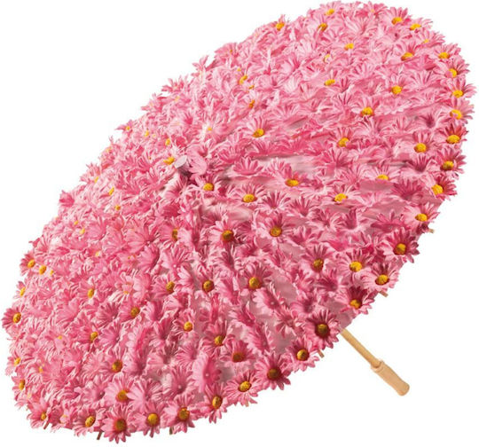Umbrelă decorativă din material textil cu flori roz de margaretă 60cm 157.002.0051.12