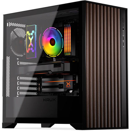 Krux Palum Gaming Midi-Turm Computergehäuse mit Seitenfenster Schwarz