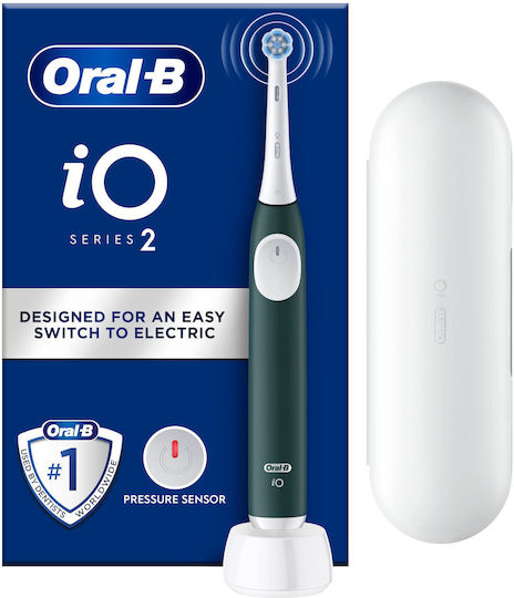 Oral-B iO Series 2 Electric Toothbrush with Pressure Sensor and Travel Case Green