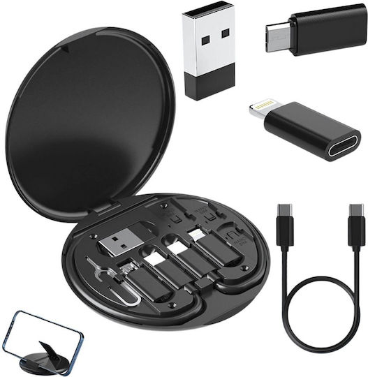Verk Group Редовна USB към Lightning / Type-C Кабел Черен 1м
