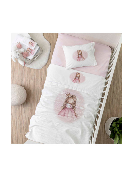 Borea Σετ Little Queen Λευκό 120x160εκ.