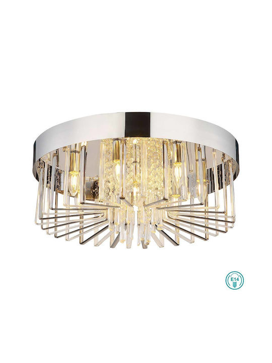 Globo Lighting Πλαφονιέρα Οροφής Ασημί με Ντουί E14