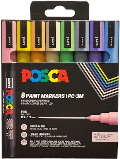 Uni-Ball Pc-3m Μαρκαδόροι Pastel Σετ 8τμχ