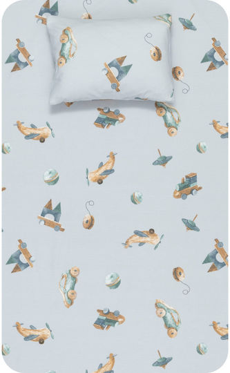 Borea Bettwäsche-Set Einzel Baumwolle Toys Sky Blue 160x240cm 2Stück