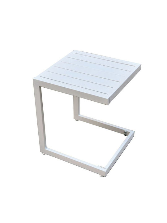 Rectangular Metal Side Table Corte White 35x35x...