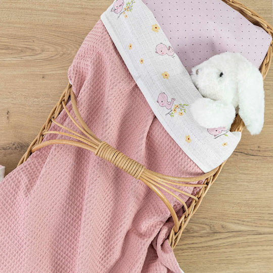 Borea Decke Wickeltücher für Kinderzimmer Birdie Waffel Rosa 80x110cm