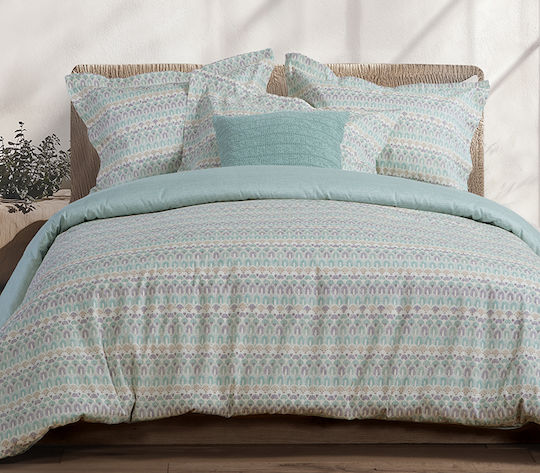 Nef-Nef Homeware Σετ Παπλωματοθήκη Βαμβακερή Υπέρδιπλη με 2 Μαξιλαροθήκες Mosair Μπλε