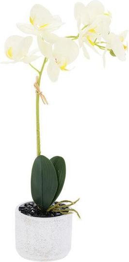 496301 White Artificial Orchid H45x11x11cm White Pot 496301 White Artificial Orchid H45x11x11cm White Pot