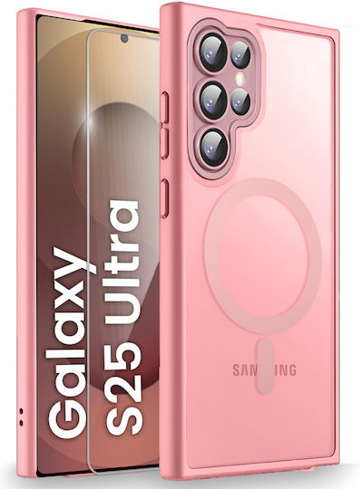 Θήκη Samsung Galaxy S25 Ultra Magsafe Erbord Μatt Case Ροζ + Γυαλί Οθόνης