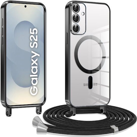 Erbord Electro Задна корица Силикон с Каишка Черен (Galaxy S25)