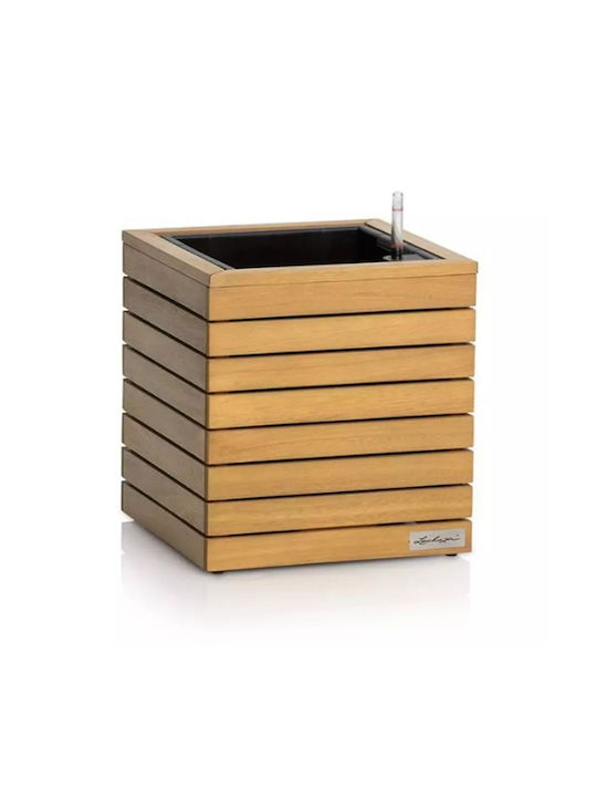 Lechuza Palo Natural Wood Low 35 Επιδαπέδια Γλάστρα 35x35x37cm Αυτοποτιζόμενη Δοχείο Φυσικό Ξύλο Ευκαλύπτου
