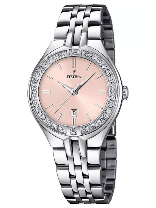 Festina Mademoiselle Damenuhr 32.5mm Batteriebetrieb mit Rostfreier Stahlarmband Rosa/Silber