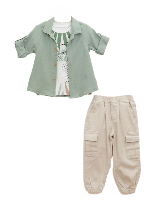 Set pentru copii cu pantaloni Vară 3buc Olive