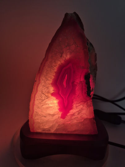 Lampă decorativă Agat roz Bază din lemn Crystal Palace