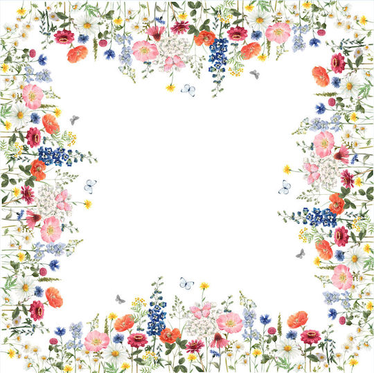 To megalo pazari Checkered Linen with Embroidery Linen 90x90cm
