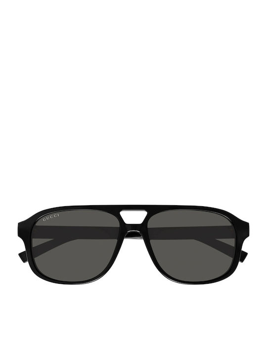 Gucci Men's Sunglasses with Black Horn-Rimmed Frame and Grey Lens GG1856S 001