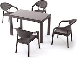 Garten- und Outdoor-Möbelsets Typsatz Speisesaal 5 Stück Braun