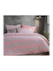 Nef-Nef Homeware Casual Stripe Σετ Σεντόνια Υπέρδιπλα με Λάστιχο 160x200+35εκ. Ροδακινί (4τμχ)