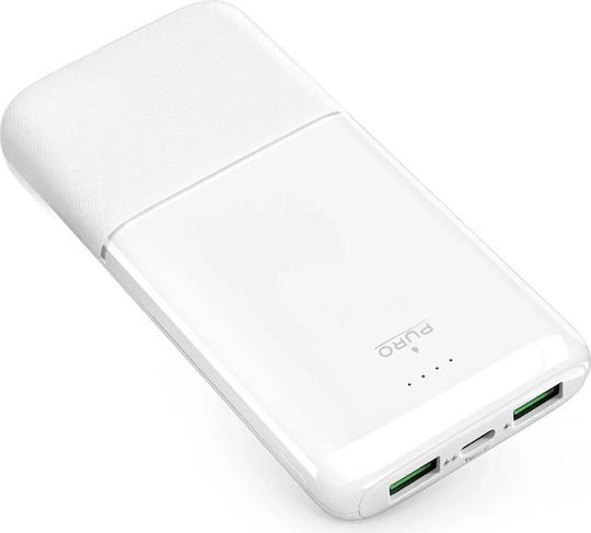 Puro Daily 10 Plus Power Bank 10000mAh 22.5W με 2 Θύρες USB-A και Θύρα USB-C Power Delivery Λευκό