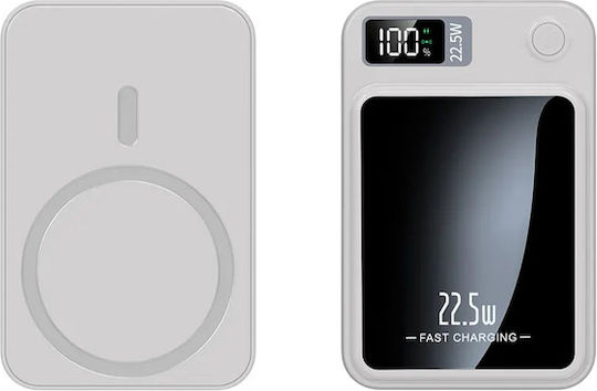Y211 MagSafe Power Bank 10000mAh 22.5W με Θύρα USB-A και Θύρα USB-C Power Delivery / Quick Charge 3.0 Λευκό