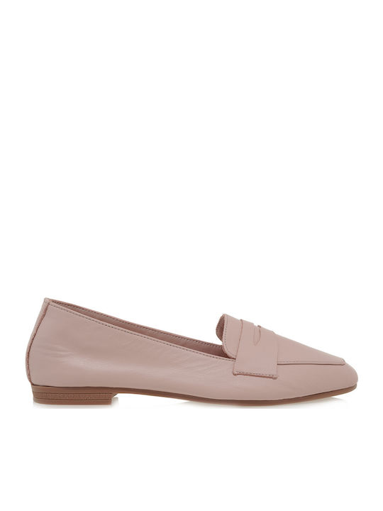 Δερμάτινα Γυναικεία Loafers σε Ροζ Χρώμα
