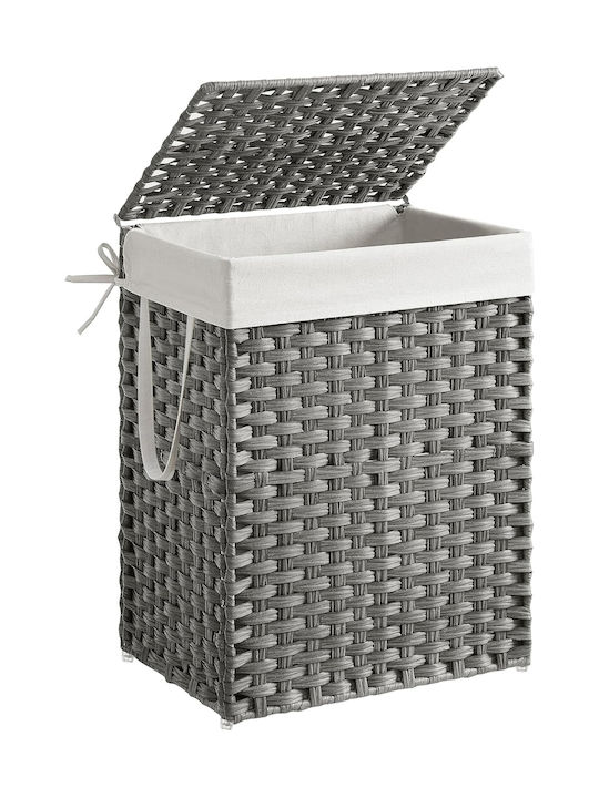 Songmics Wäschekorb aus Hölzernes mit Deckel Gray