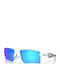 Oakley Prizm Sapphire Men's Sunglasses with White Plastic Frame and Blue Mirror Lens