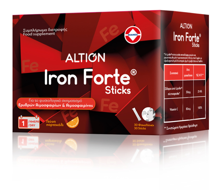 Altion Iron Forte Sticks με Βιταμίνη C 30 φακελίσκοι Πορτοκάλι