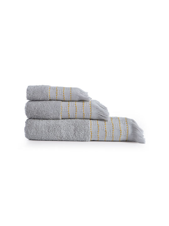Nef-Nef Homeware 3-tlg. Set Badetücher Quantro Grey Gewicht 500gr/m²