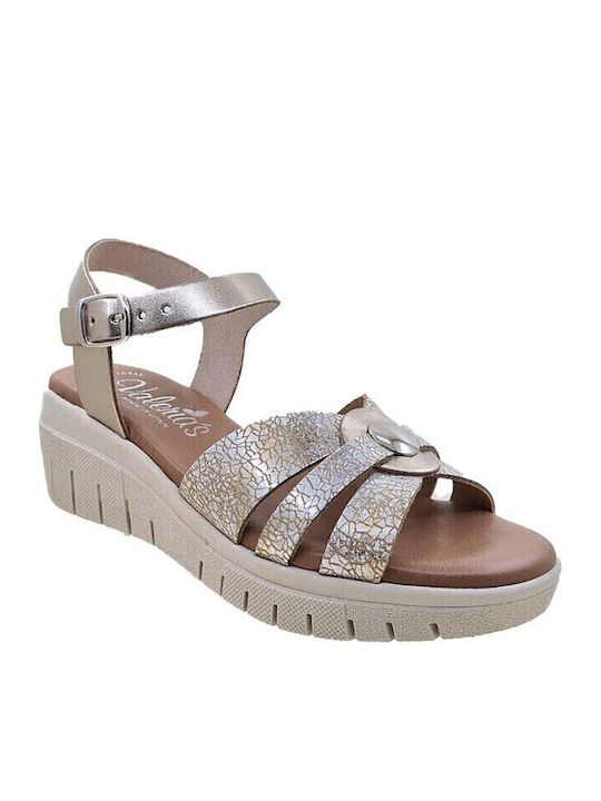 Valeria's Leder Anatomische Goldene Sandalen